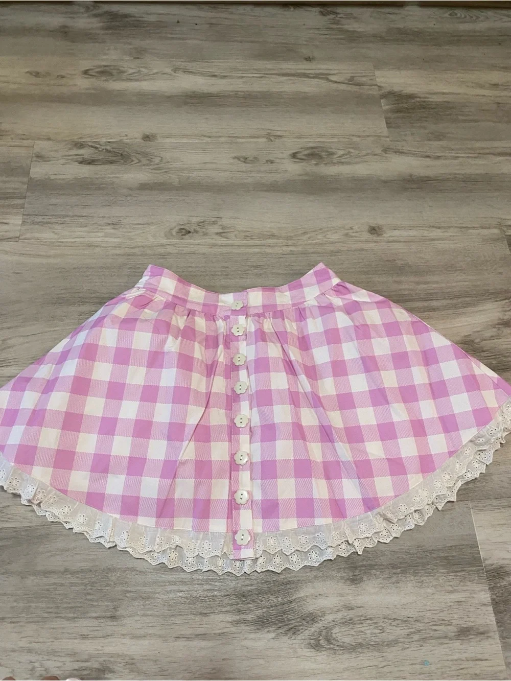 Dolls Kill Sugar Thrillz S’more Sweetness pink gingham circle skirt - NWOT